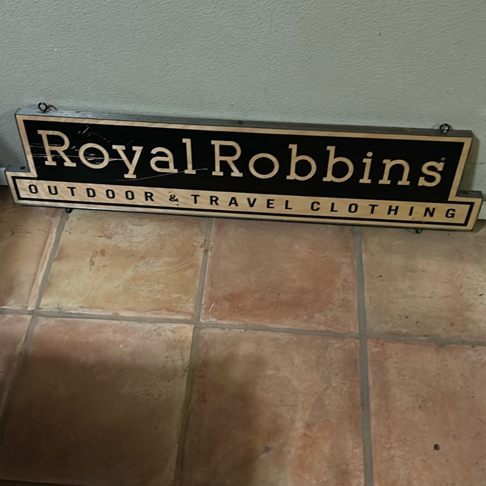 Royal Robbins Wood and Metal Advertising Sign